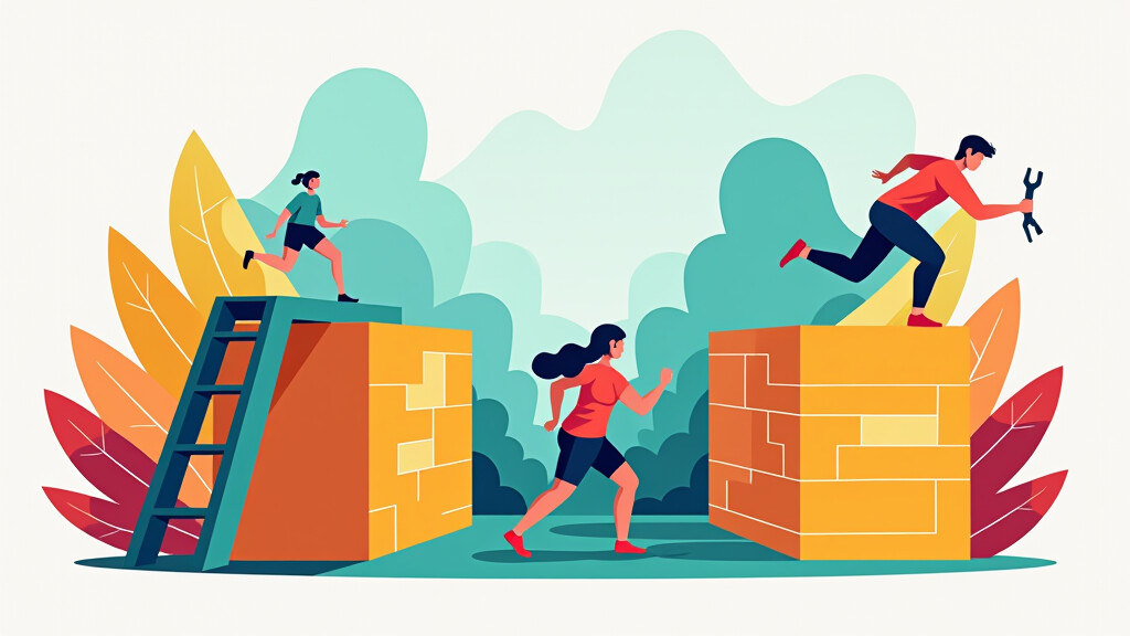 Abstract representation of challenges and support in women's weight loss journey.